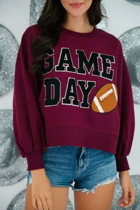 GAME DAY BLACK VARSITY MAROON PULLOVER