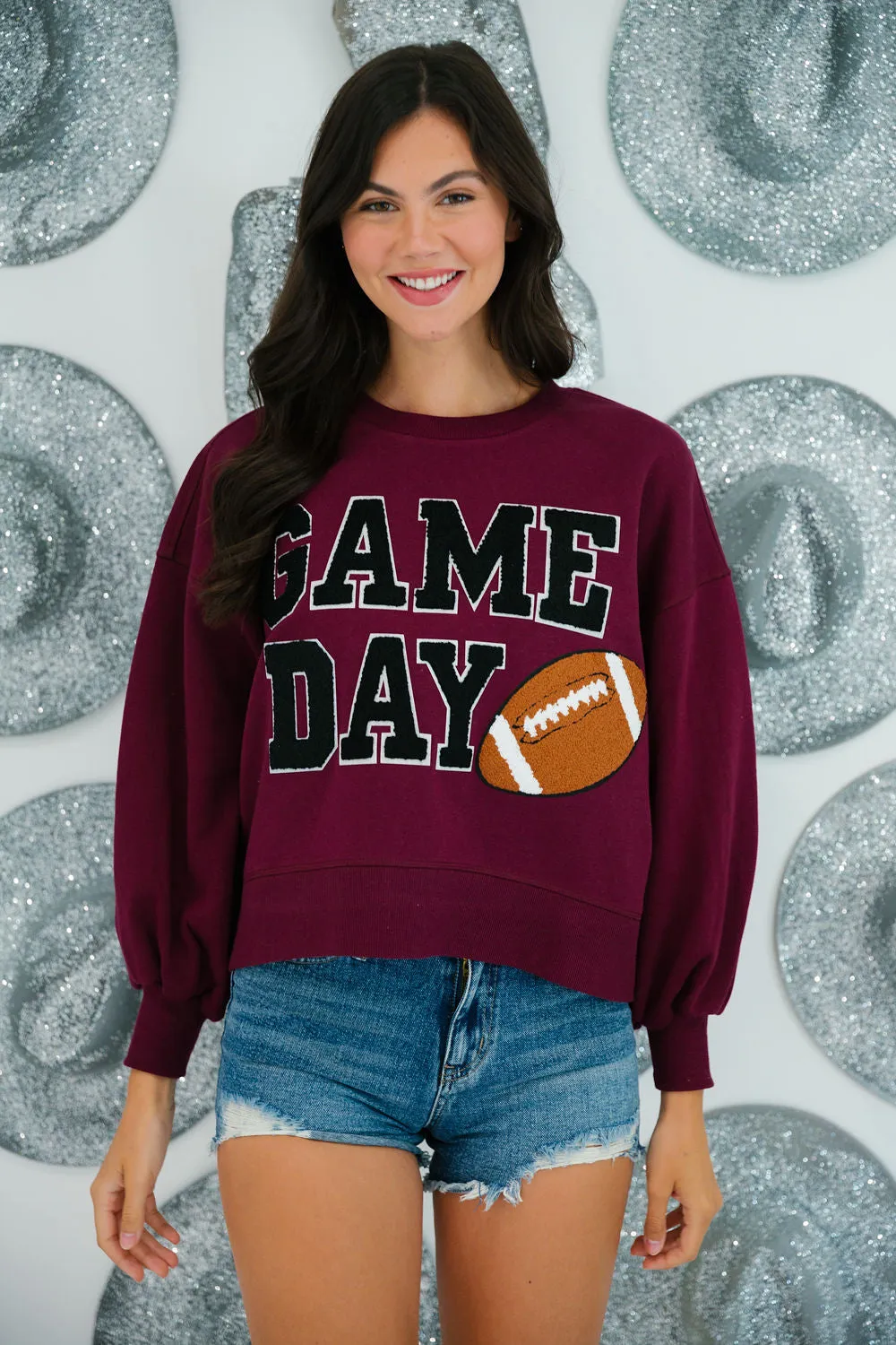 GAME DAY BLACK VARSITY MAROON PULLOVER