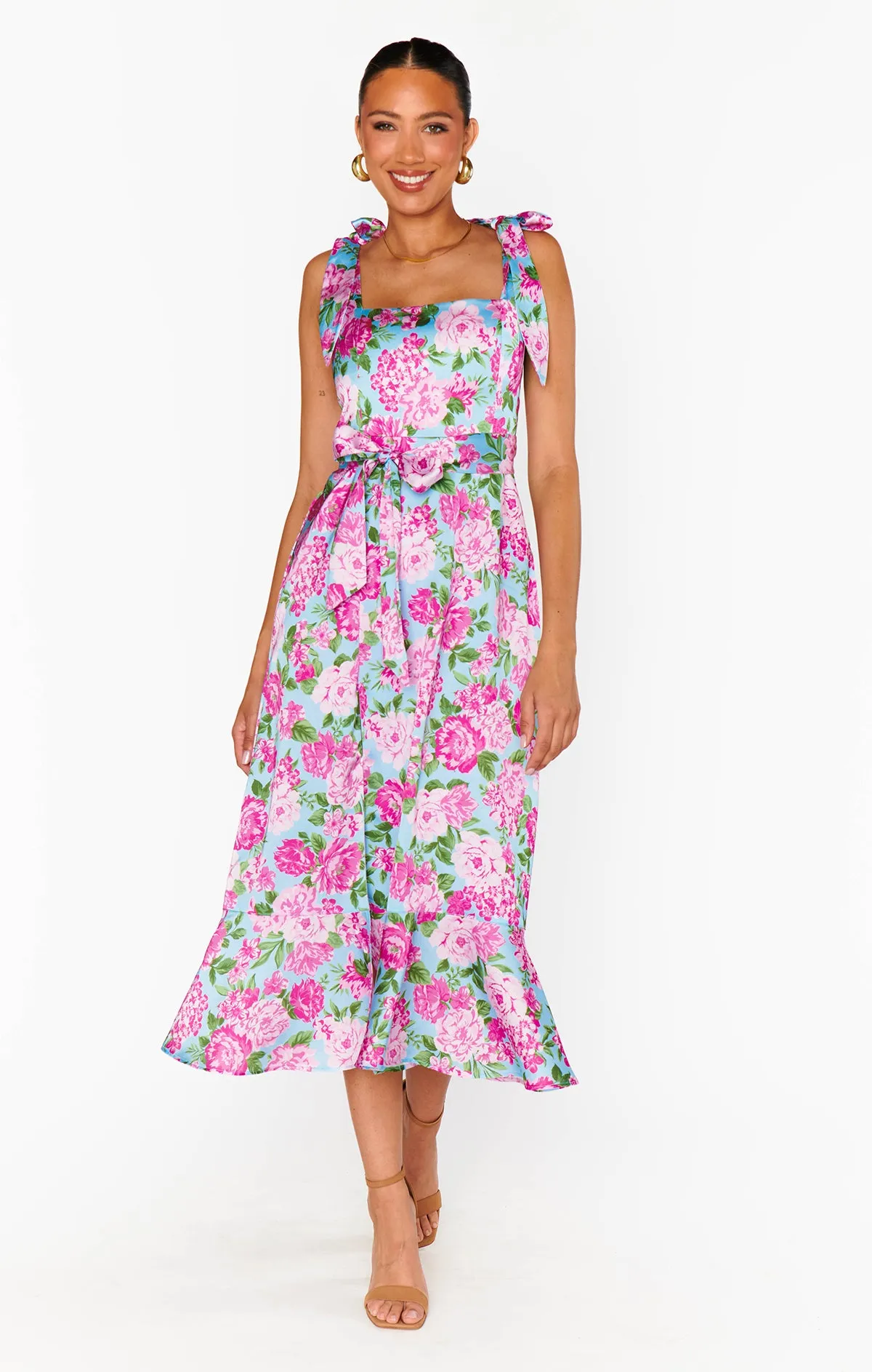 Garden Midi Dress ~ Cottage Floral Multi