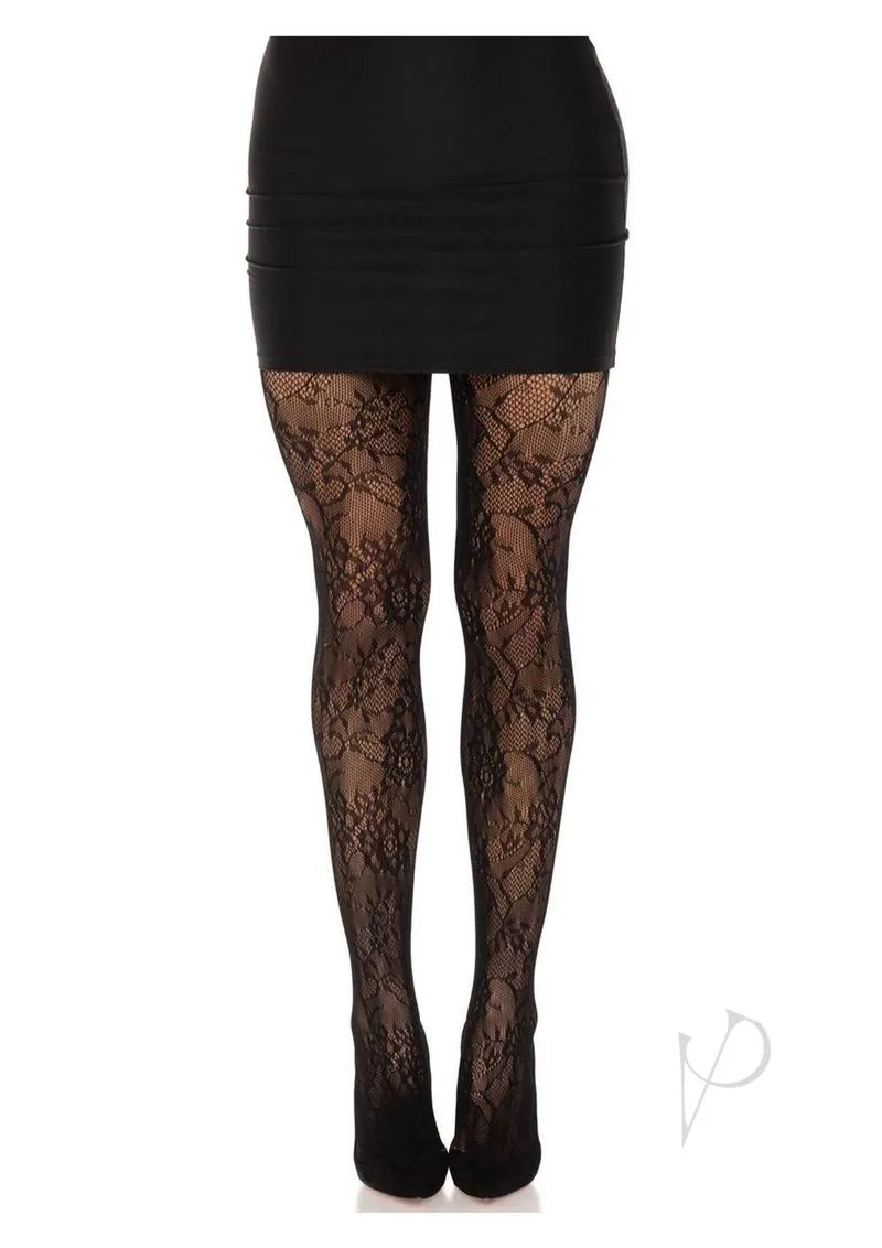 Garden Rose Lace Tights Os Blk