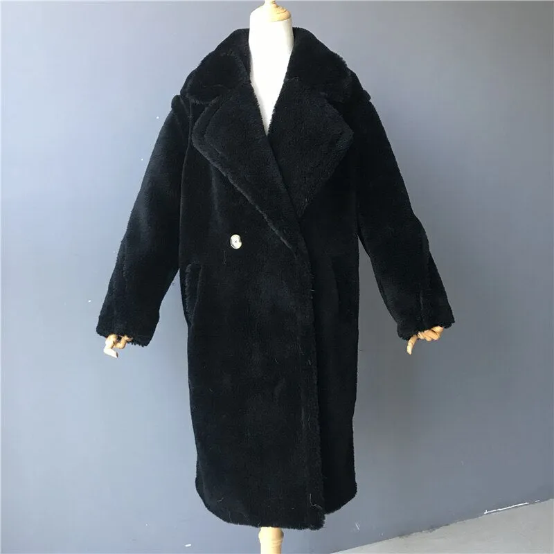 Genuine Wool Vintage Style Teddy Bear Fur Borgana Winter Coat