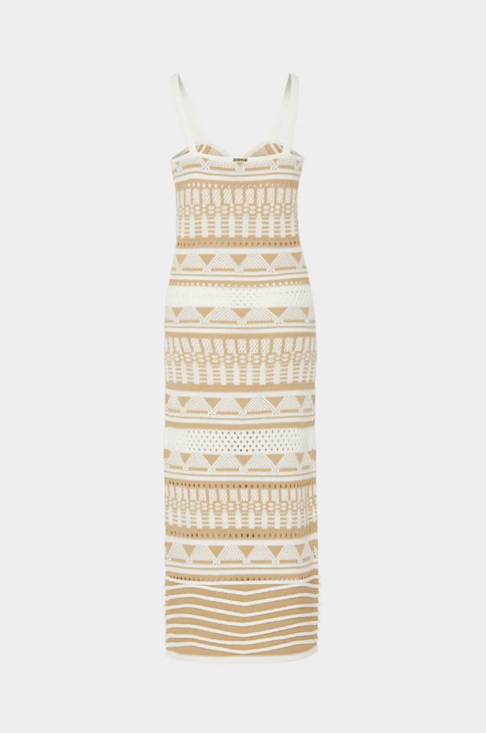 Geo Jacquard Midi Tank Dress - Tan White