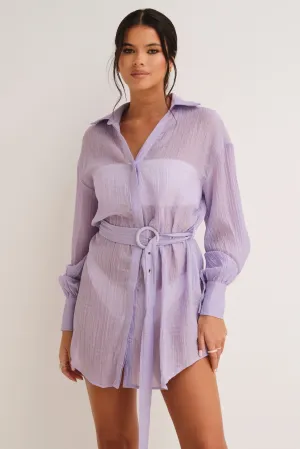 Gigi Belted shirt Dress Lilac