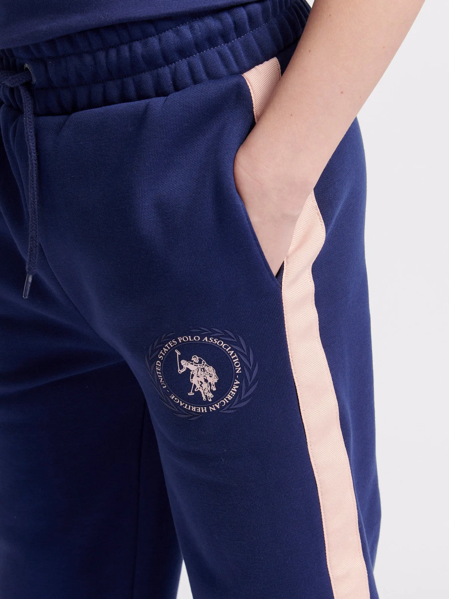 Girls Crest Graphic Joggers in Midnight Blue