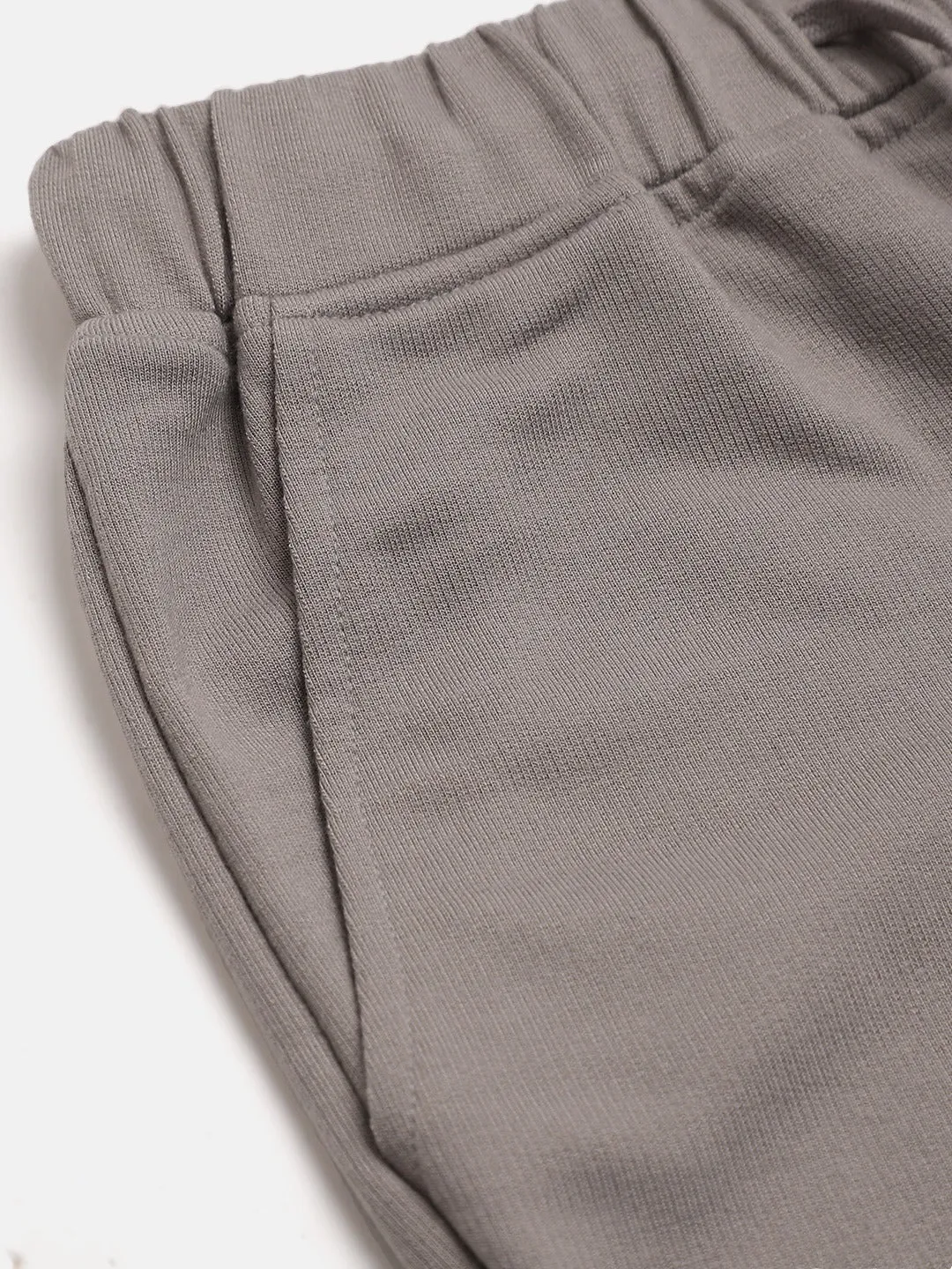 Girls Grey Solid Basic Joggers