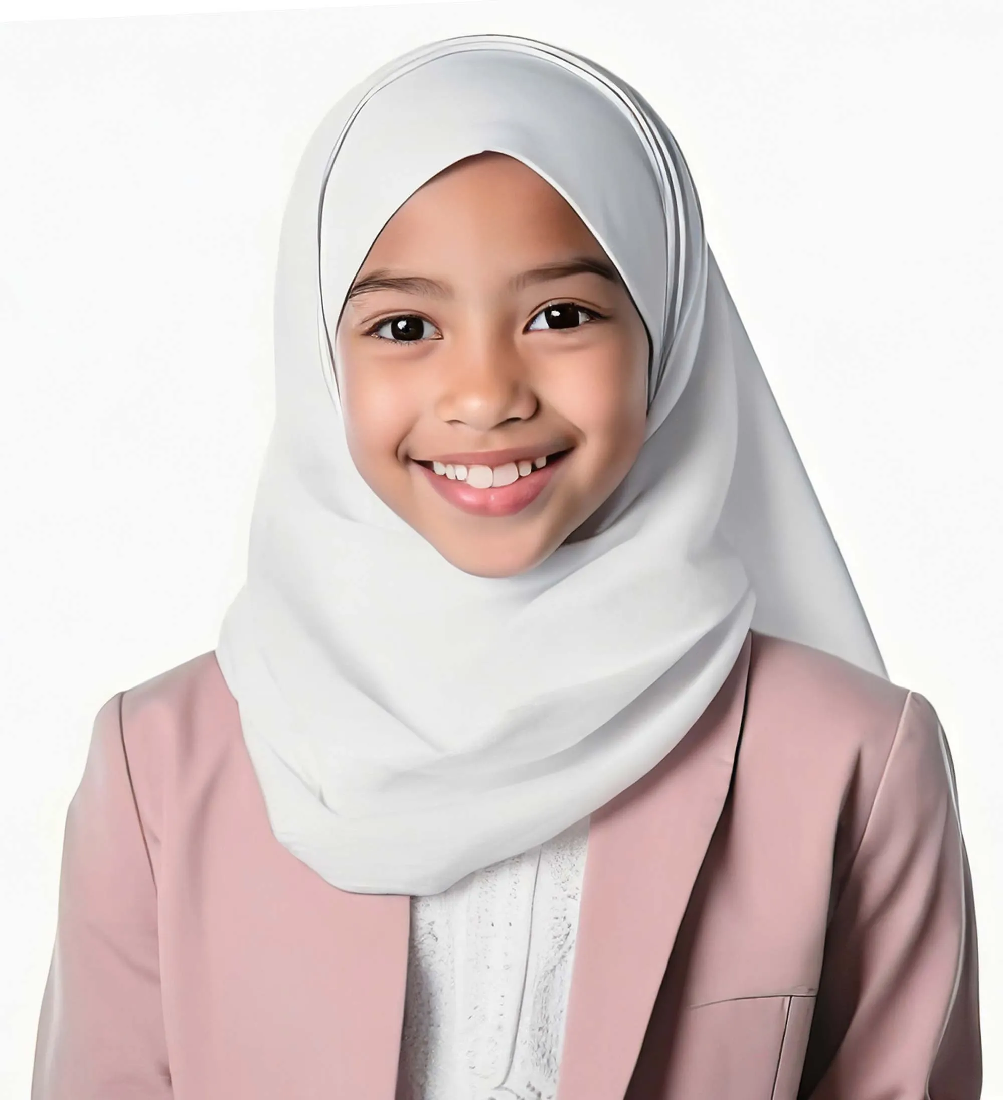 Girl's Jersey Cotton White Shawl with Matching Underscarf Hijab Cap