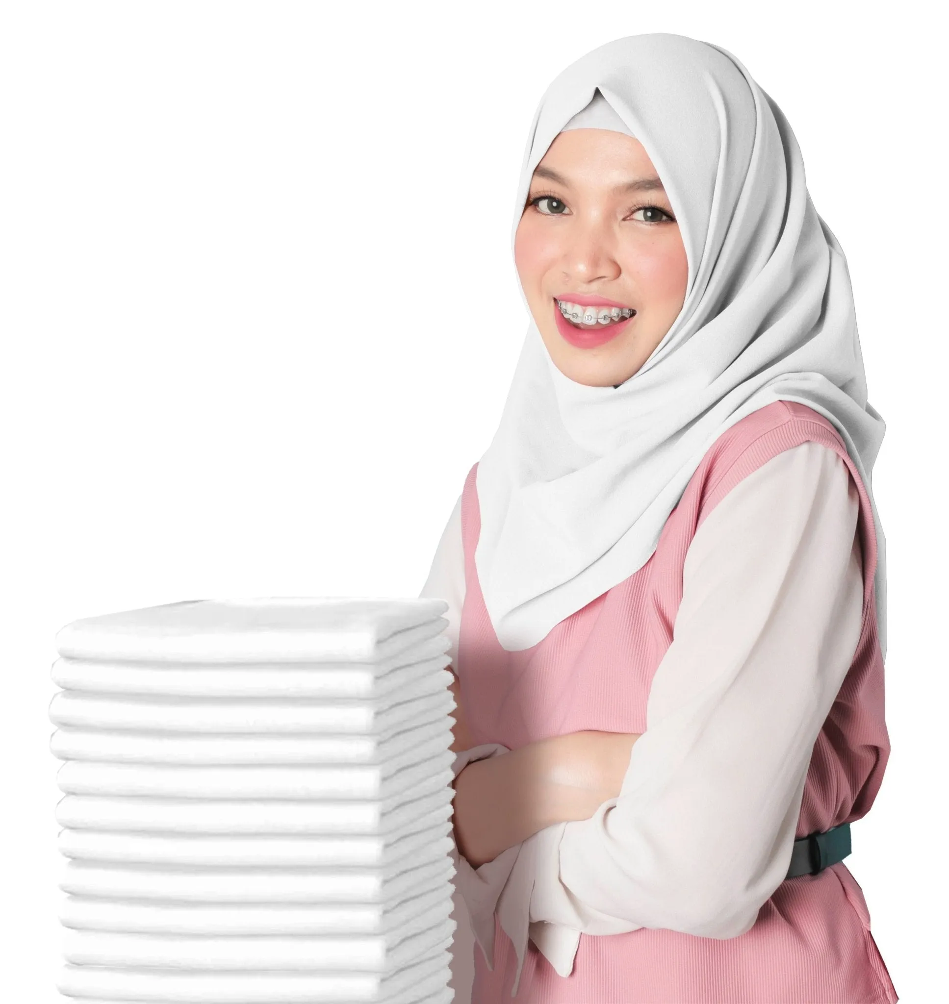 Girl's Jersey Cotton White Shawl with Matching Underscarf Hijab Cap