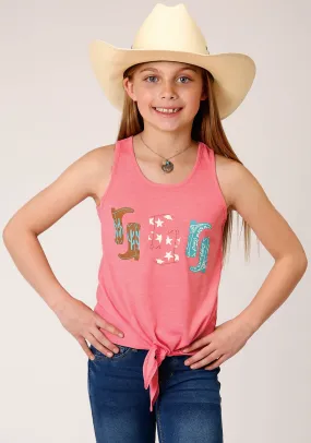 GIRLS SLEEVELESS KNIT POLY RAYON JERSEY RACERBACK TANK SHIRT