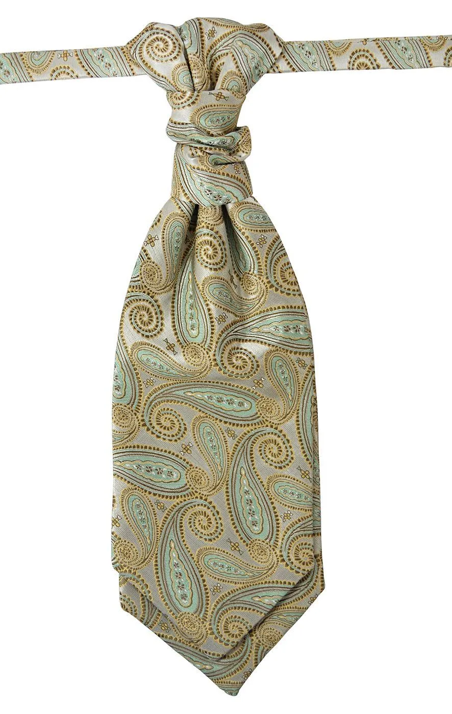 Gold and Turquoise Paisley Tuxedo Vest Set