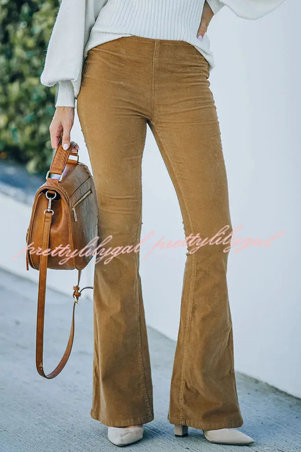 Gwen Elastic Waist Bell Bottom Corduroy Pants