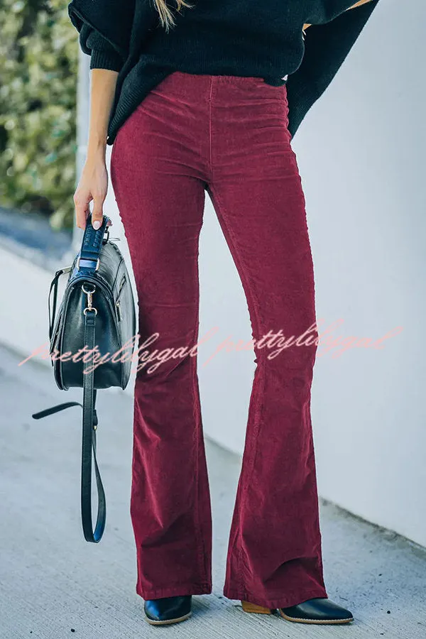 Gwen Elastic Waist Bell Bottom Corduroy Pants