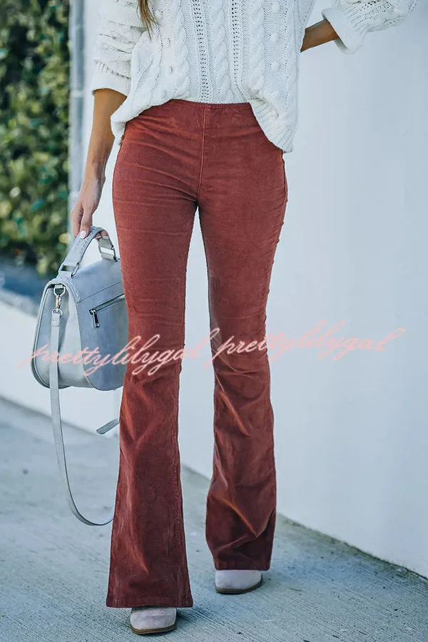 Gwen Elastic Waist Bell Bottom Corduroy Pants