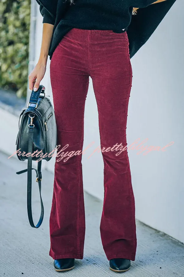 Gwen Elastic Waist Bell Bottom Corduroy Pants