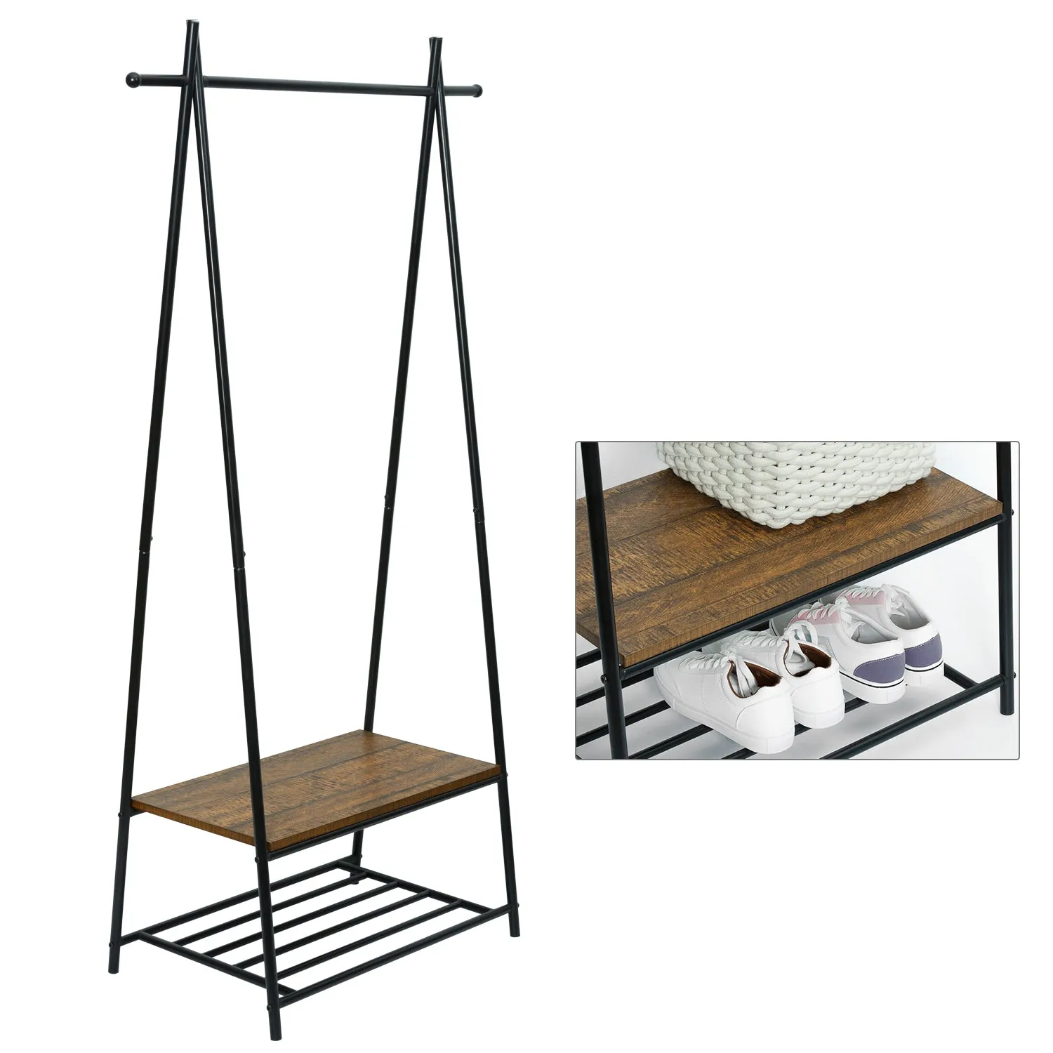 Hall Tree with Storage Bench, Triangular Frame Design