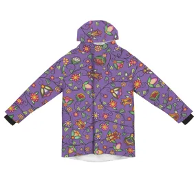 Heartbeat Petals Purple Unisex Sherpa Lined Hooded Coat