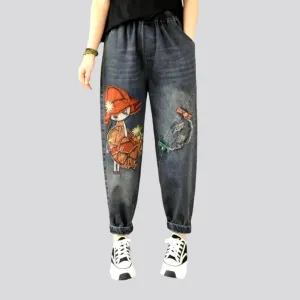 High-waist vintage denim pants for women