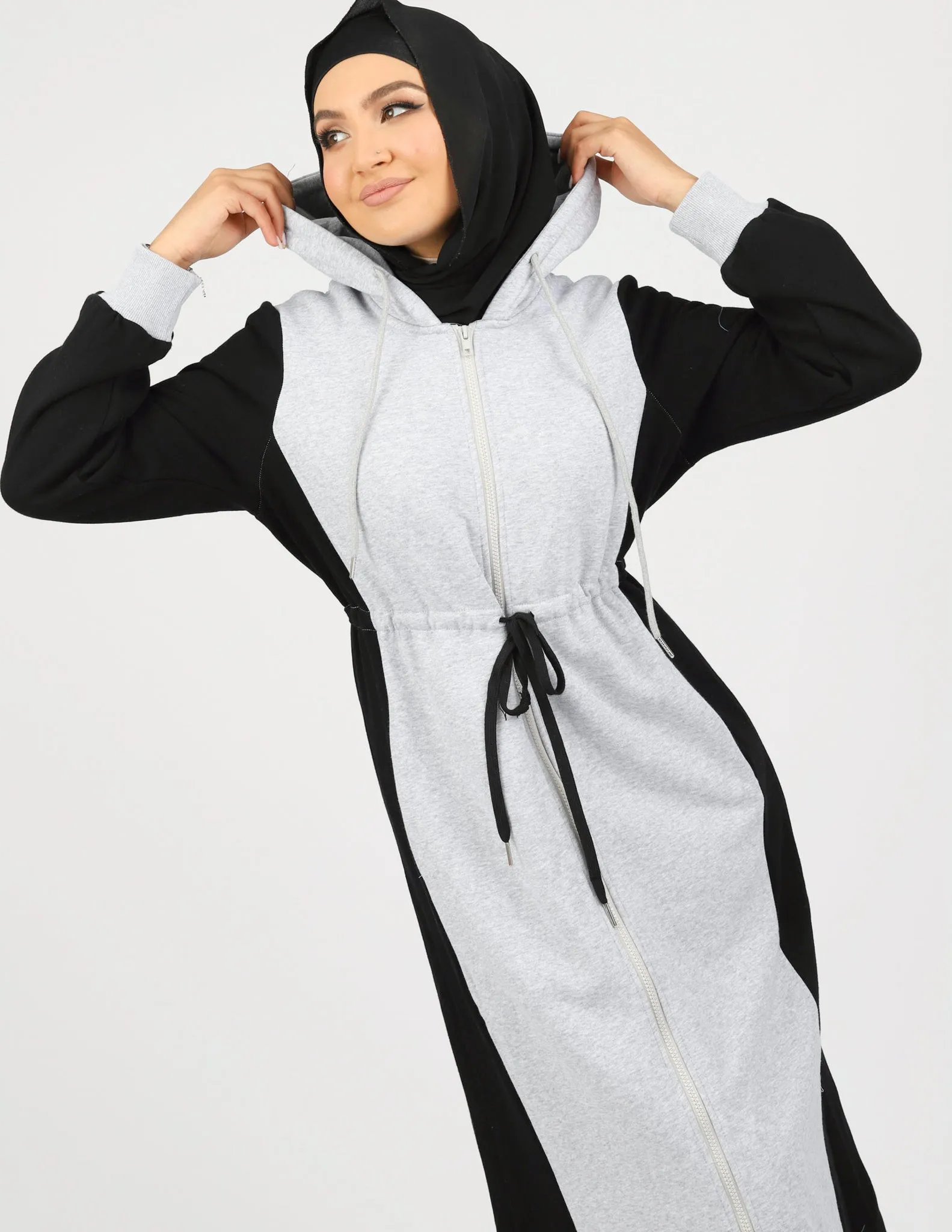 Hooded Zip Front Dress