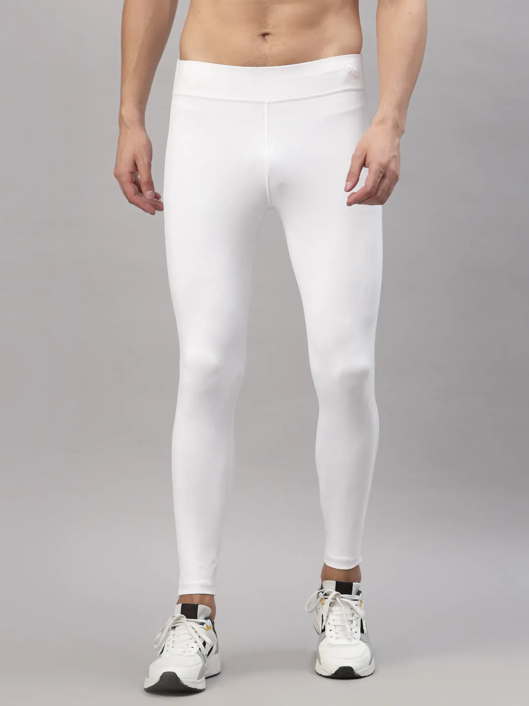 JUMP USA Men White Rapid Dry-Fit Solid Training Tights