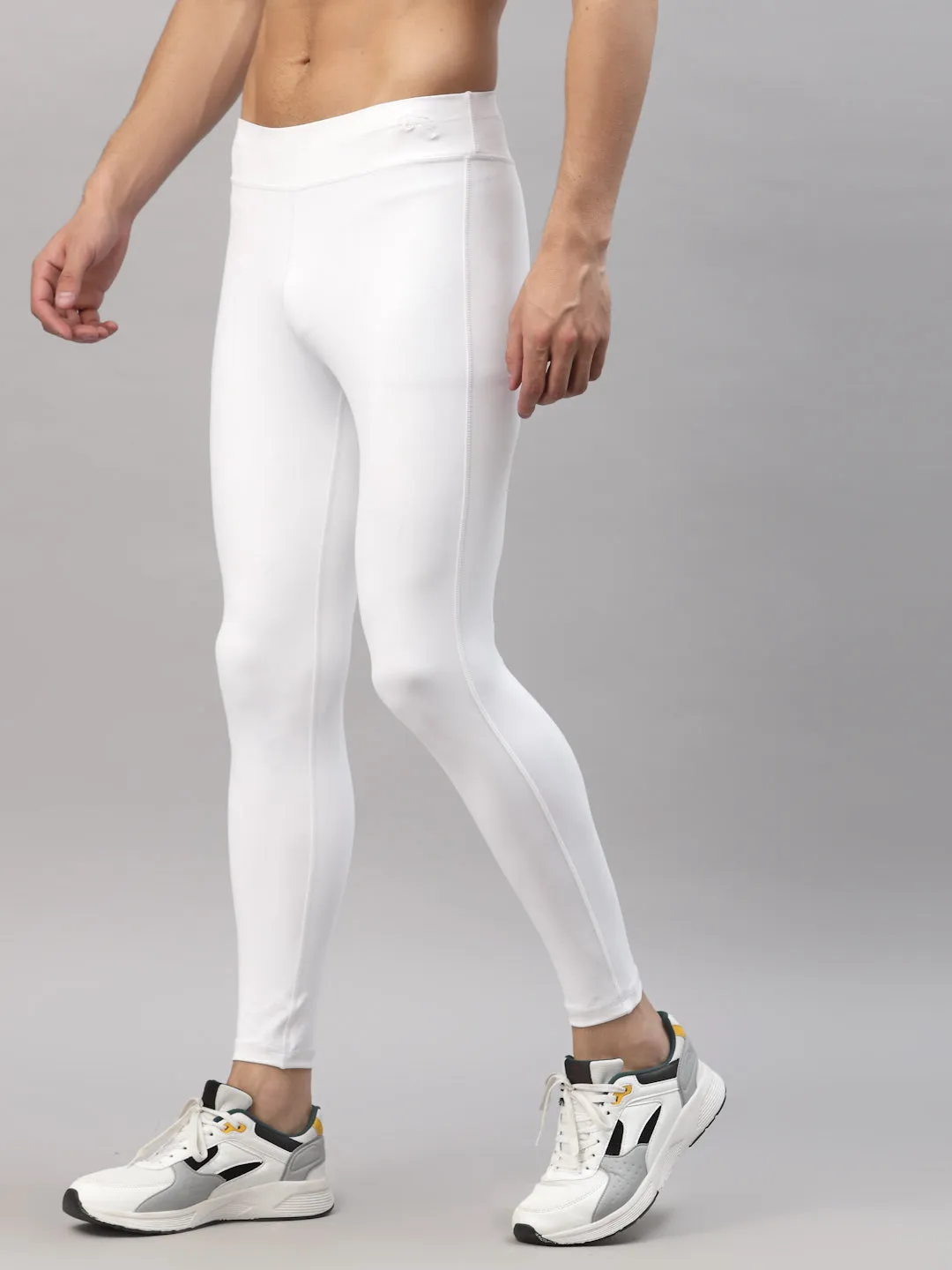 JUMP USA Men White Rapid Dry-Fit Solid Training Tights