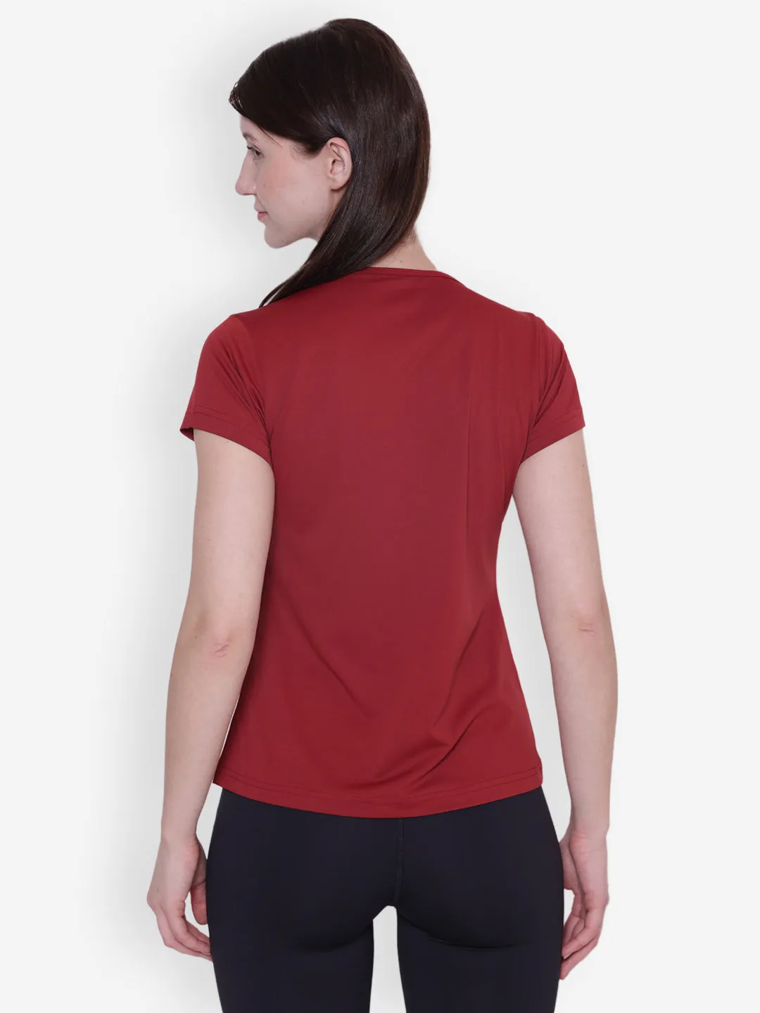 JUMP USA Women Short Sleeve Red Round Neck T-Shirt