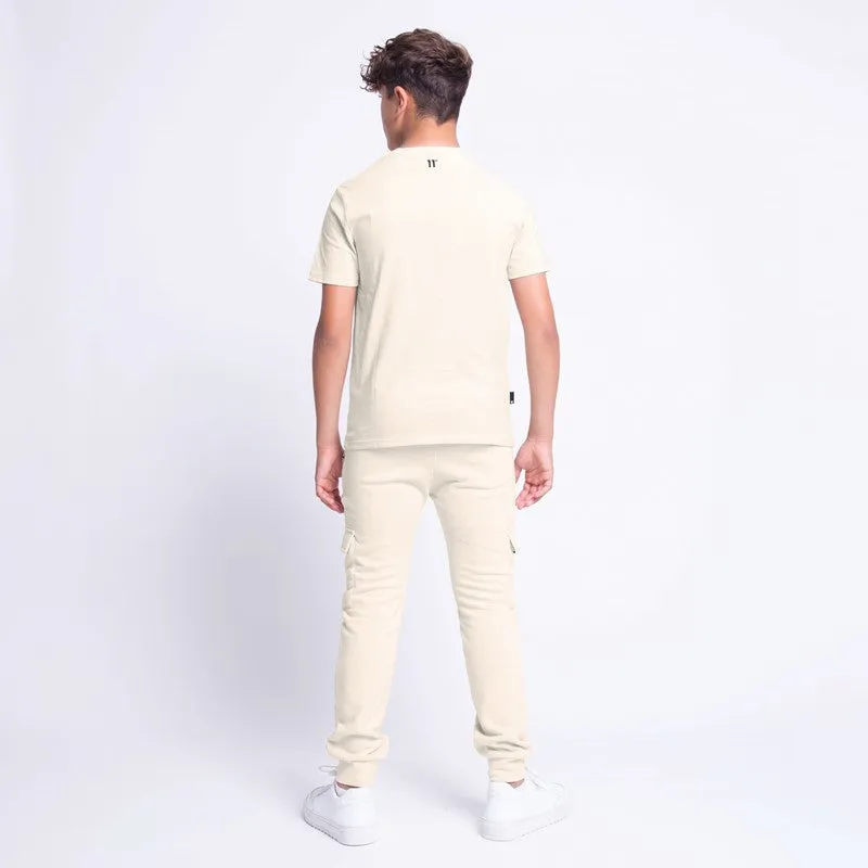 Junior Mixed Fabric Cargo Joggers - Stone