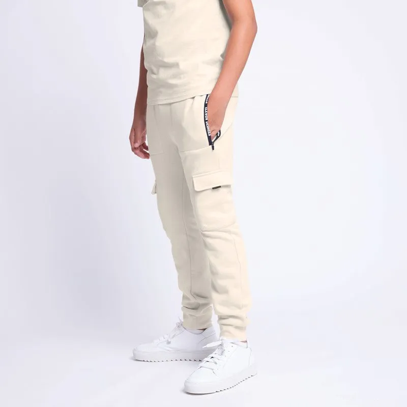 Junior Mixed Fabric Cargo Joggers - Stone