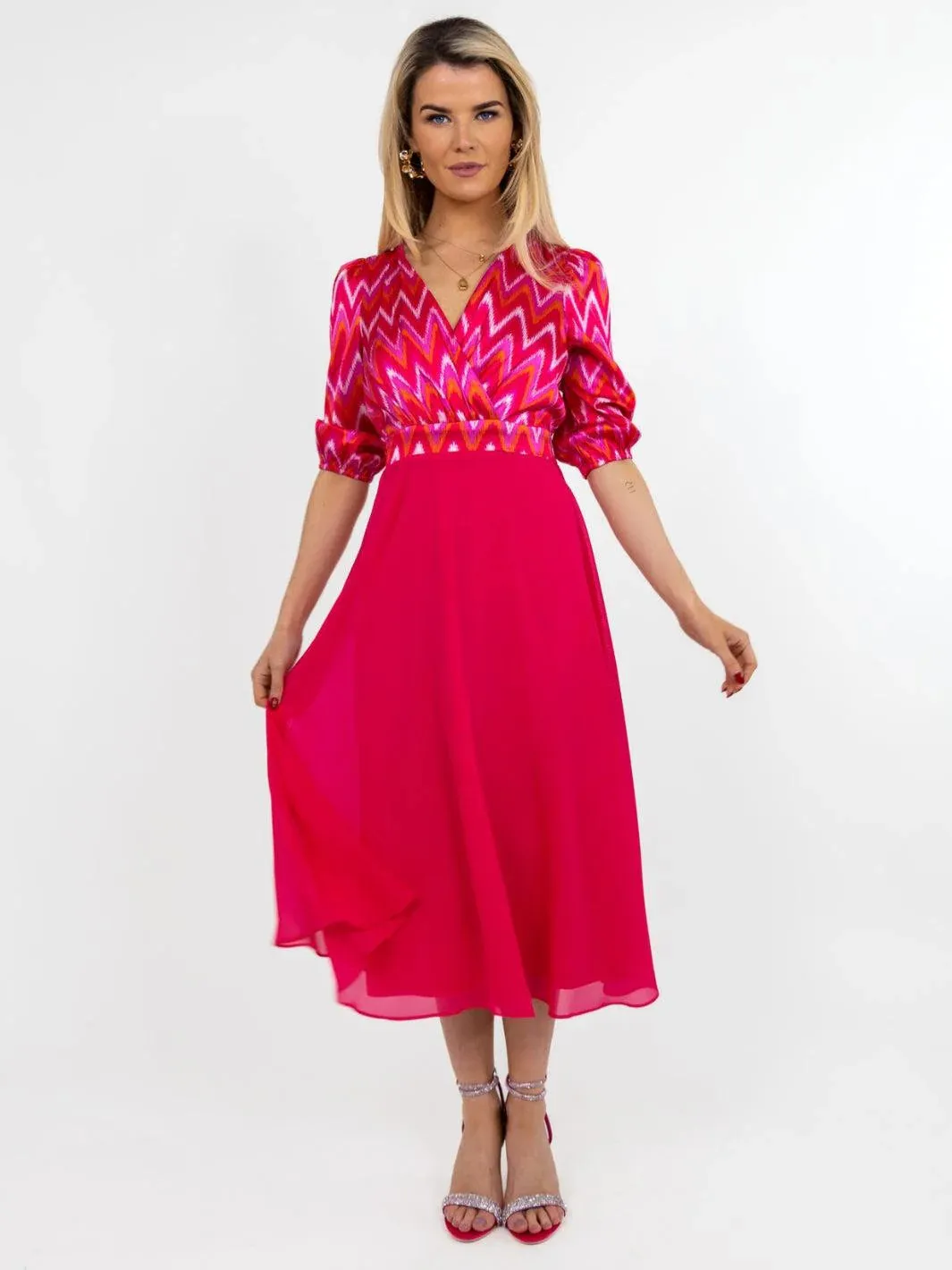 Kate And Pippa Monroe Midi Dress in Pink Or Blue 24Ss