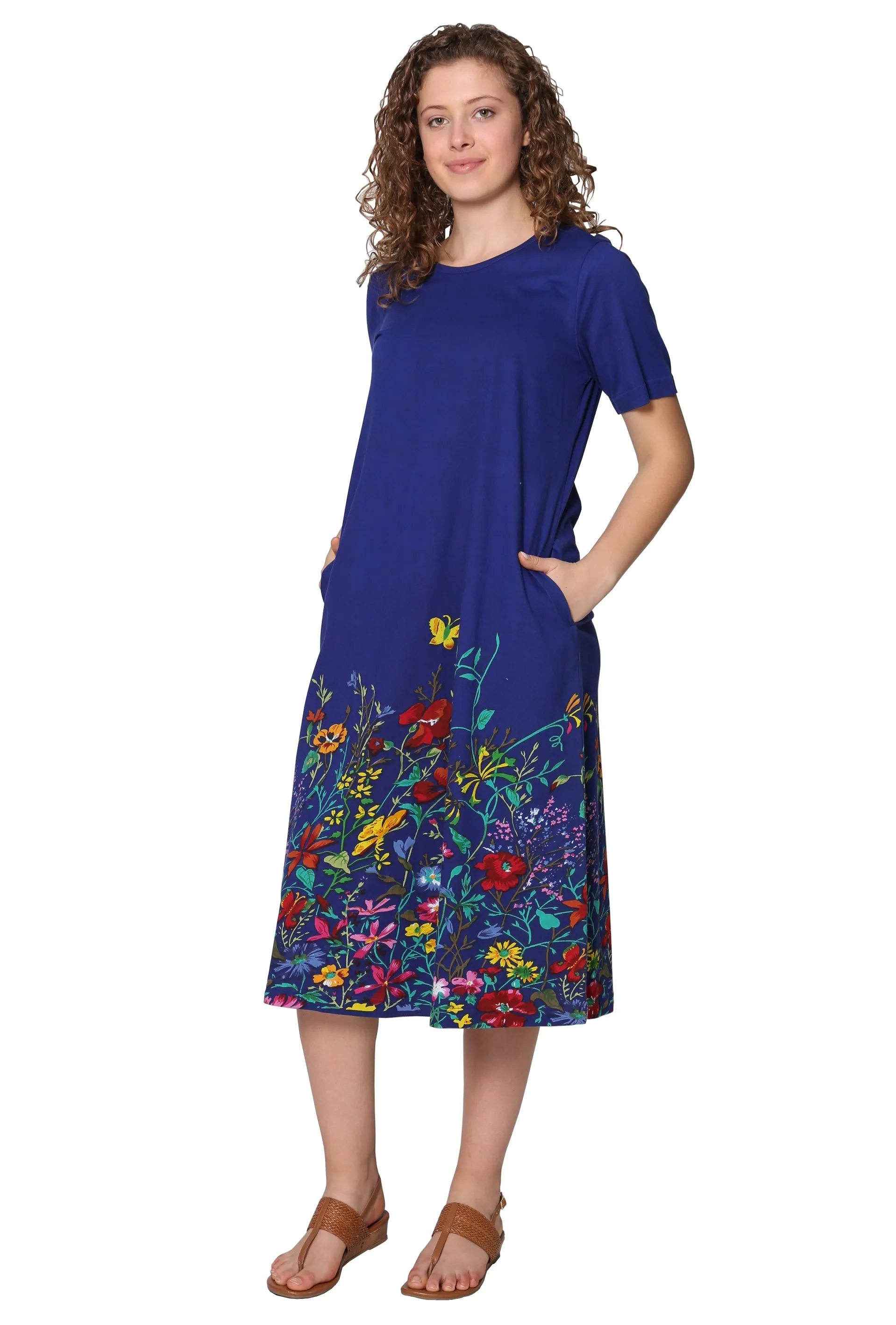 La Cera Floral Printed Short Sleeve Dress