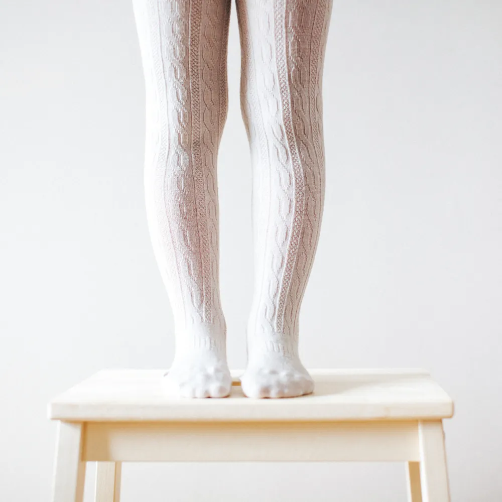 Lamington Merino Tights Cable - Oatmeal