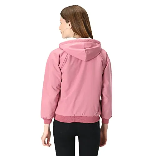 Lavozia Women's Winter Jacket Warm Jacket for Girls/Jacket Latest Stylish Solid Color Stylish Jacket Women's Quilted Jacket Regular Fit Jacket Full Sleeves Jacket (Pink, L)