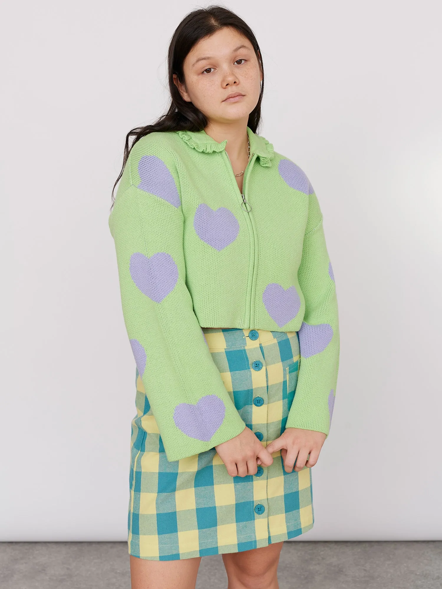 Lazy Oaf Love Me Forever Minty Zip Up Cardigan