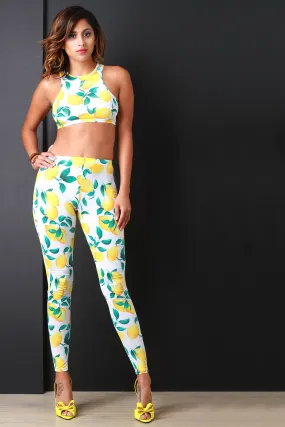 Leafy Lemons High Waisted Leggings