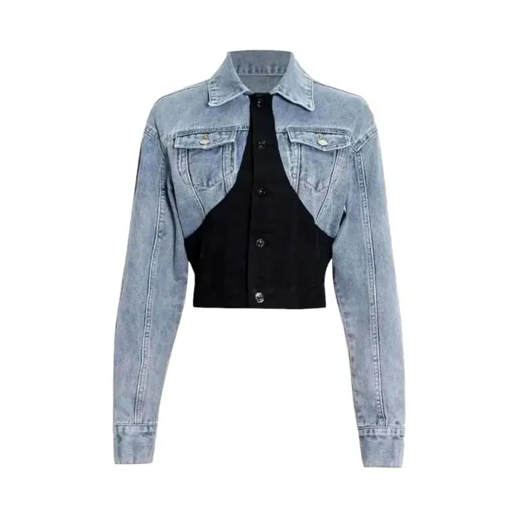 Light-wash slim women's jean jacket