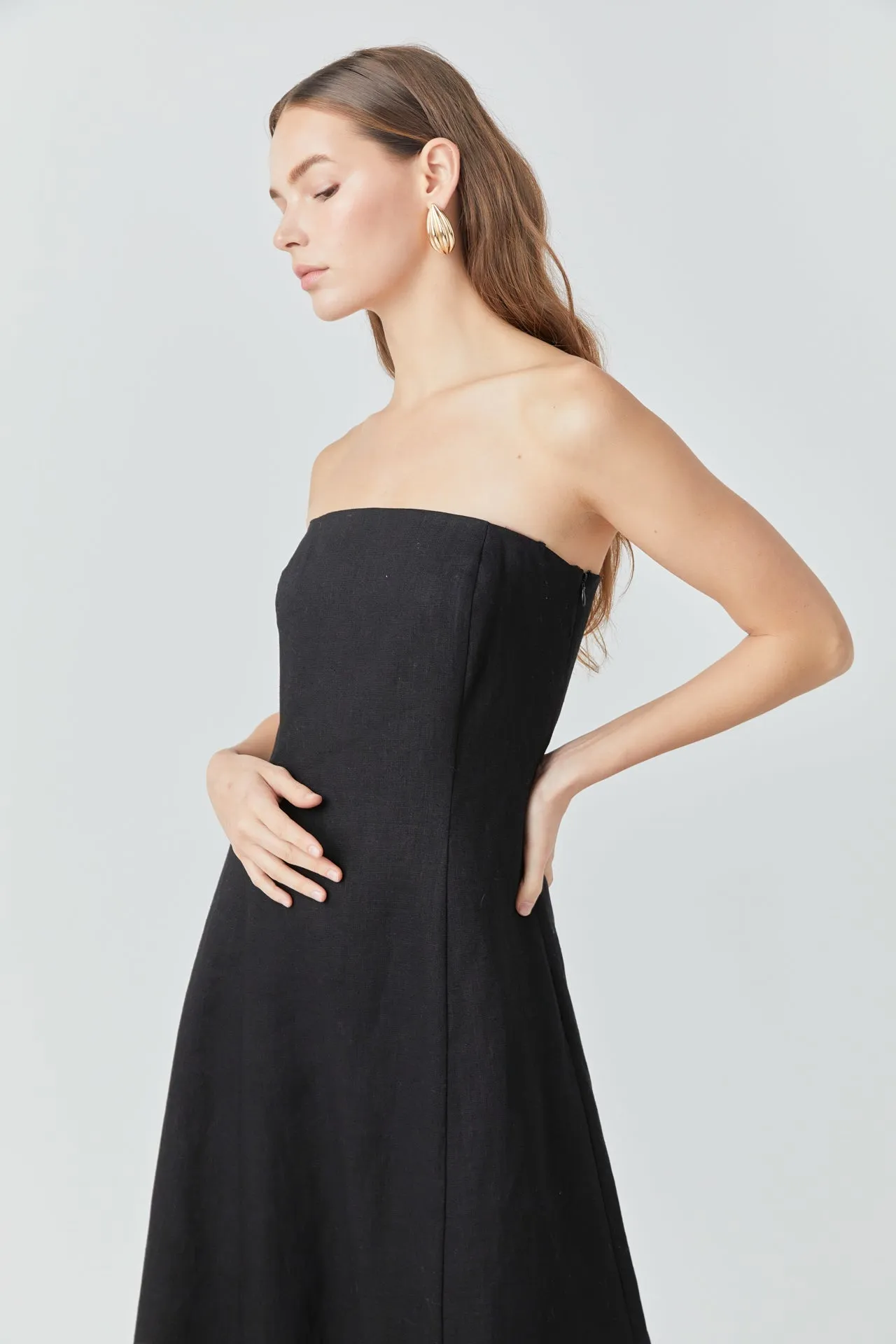 Linen Strapless Dress