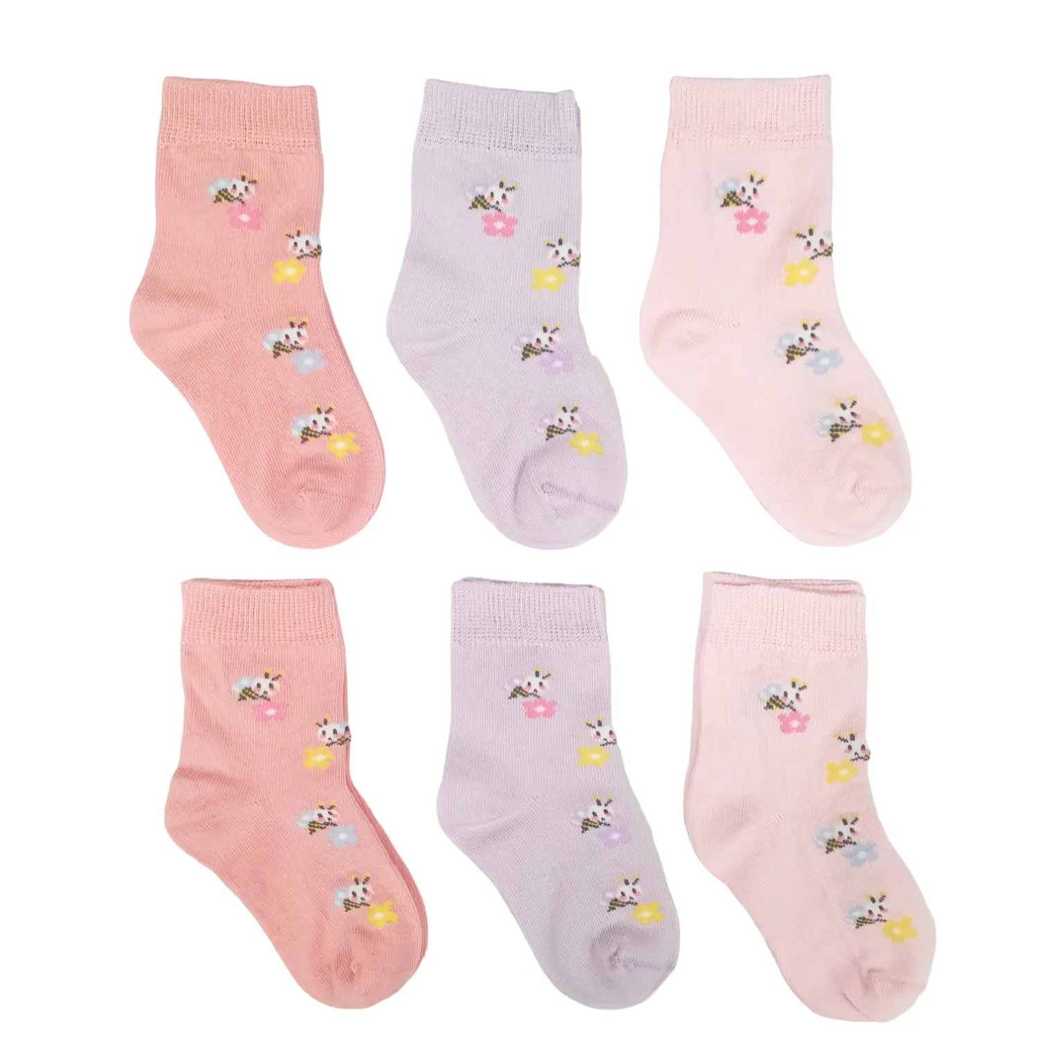 Little Team Cotton Rich Seamless Socks Bees 6Pk (0-24mths)