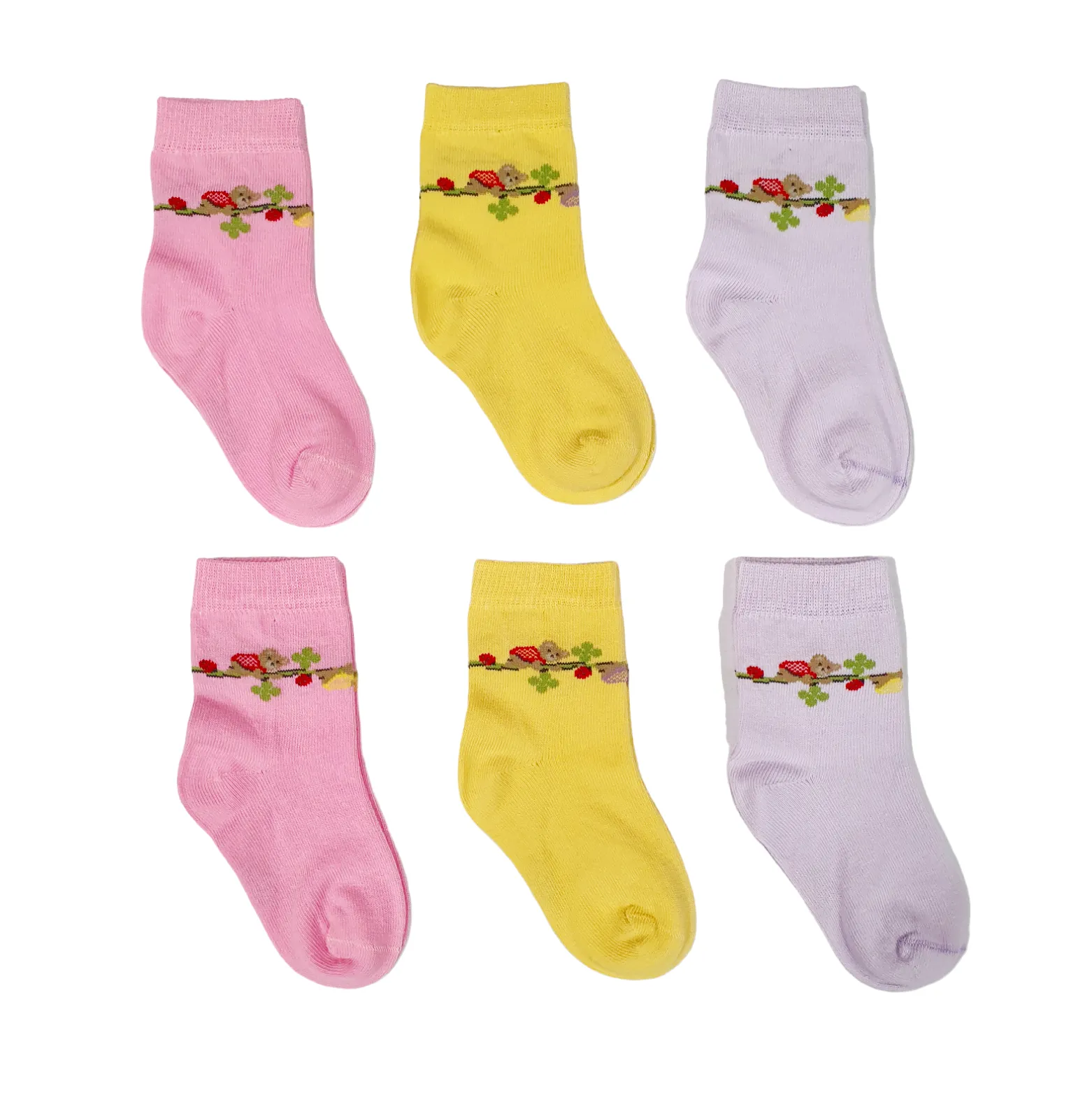 Little Team Cotton Rich Seamless Socks Sleeping Bear 6Pk (2-3yrs)