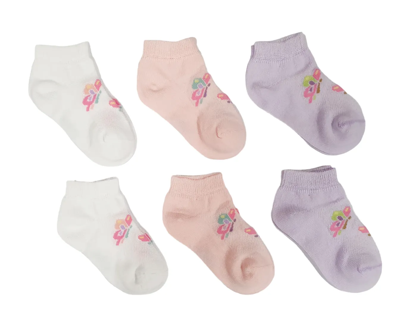 Little Team Cotton Rich Trainer Socks Butterfly Purple 6Pk (0-8yrs)