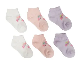 Little Team Cotton Rich Trainer Socks Butterfly Purple 6Pk (0-8yrs)