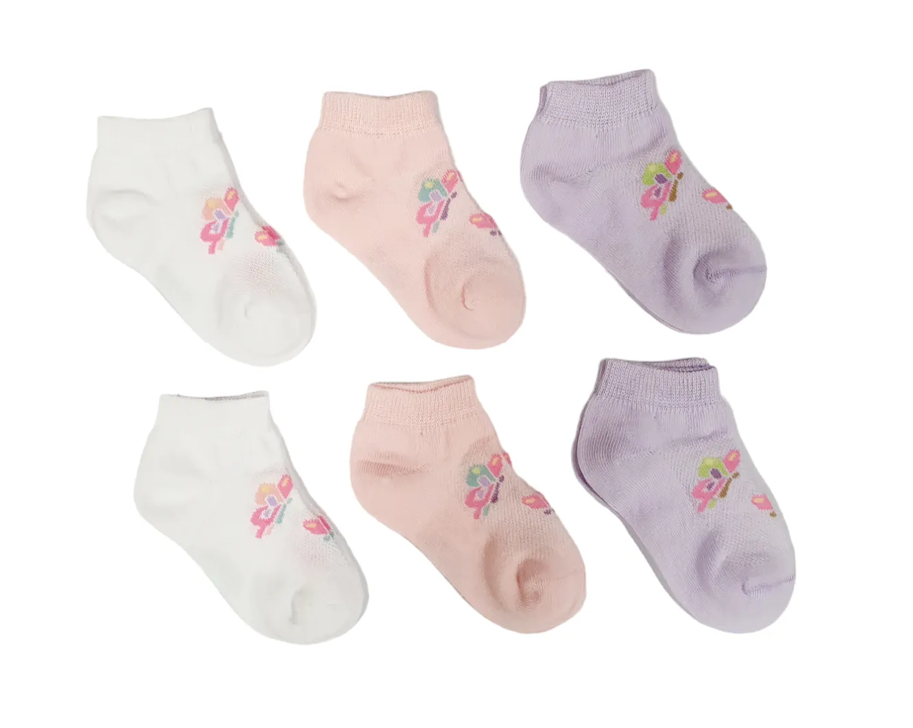 Little Team Cotton Rich Trainer Socks Butterfly Purple 6Pk (0-8yrs)