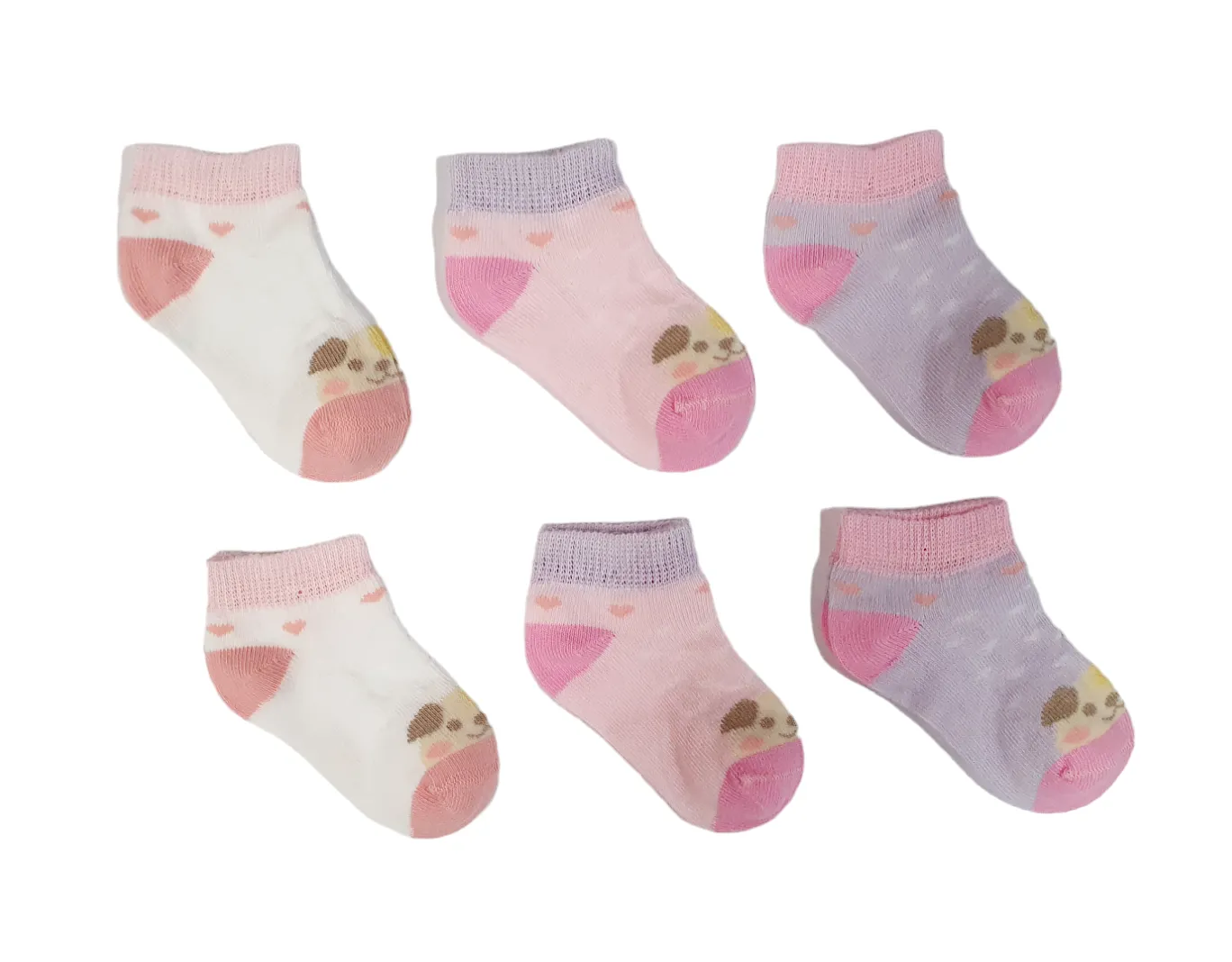 Little Team Cotton Rich Trainer Socks Puppy Pink 6Pk (0-12mths)