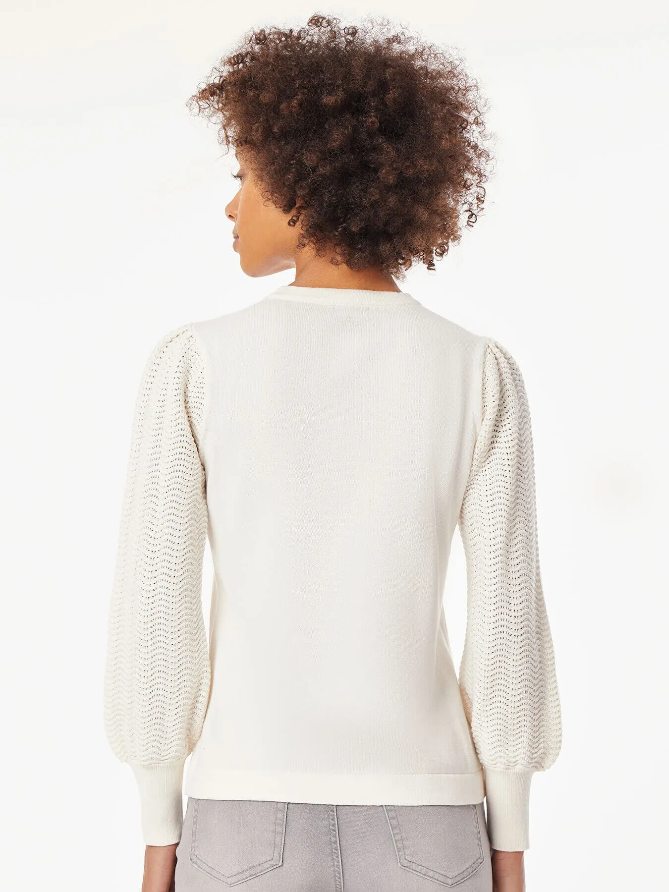 Long Sleeve Puff Sleeve Knit Top