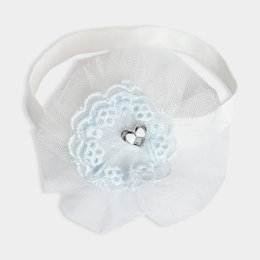 Luxe Frill Trimmed Dress with Headband Sky Blue