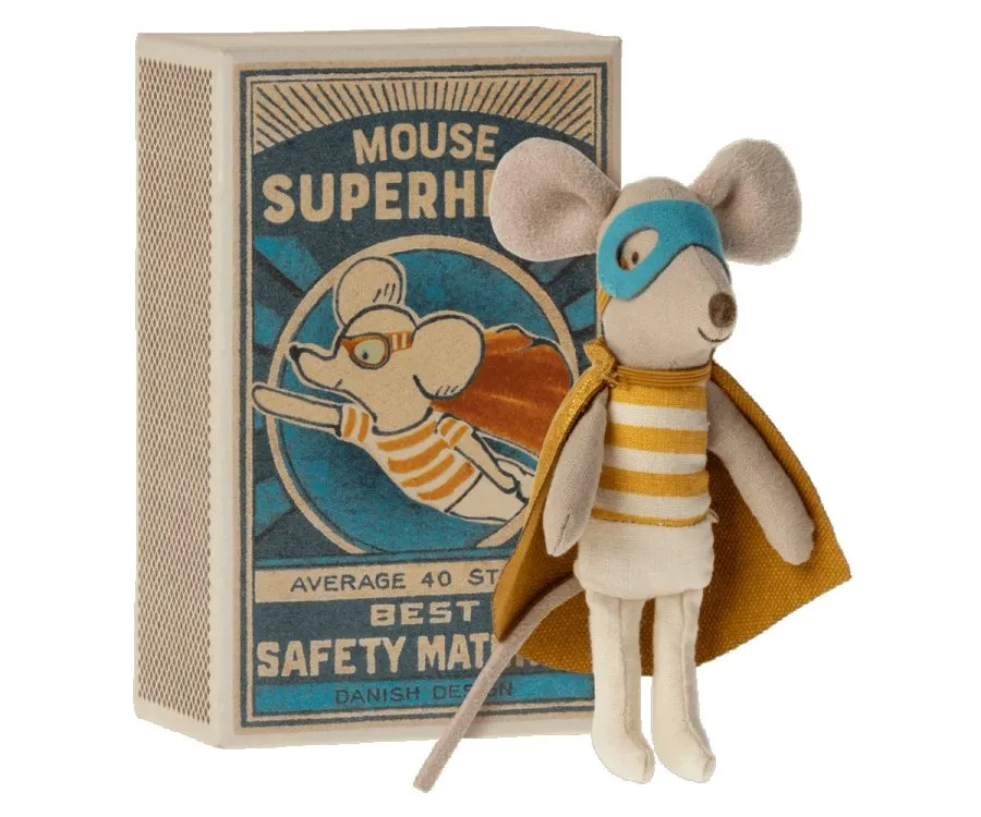 Maileg | Superhero Mouse, Little Brother in Matchbox