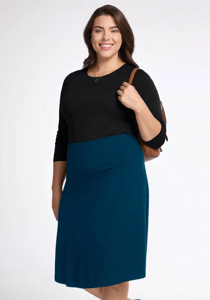 Marilyn Flowy Midi Skirt - Real Teal