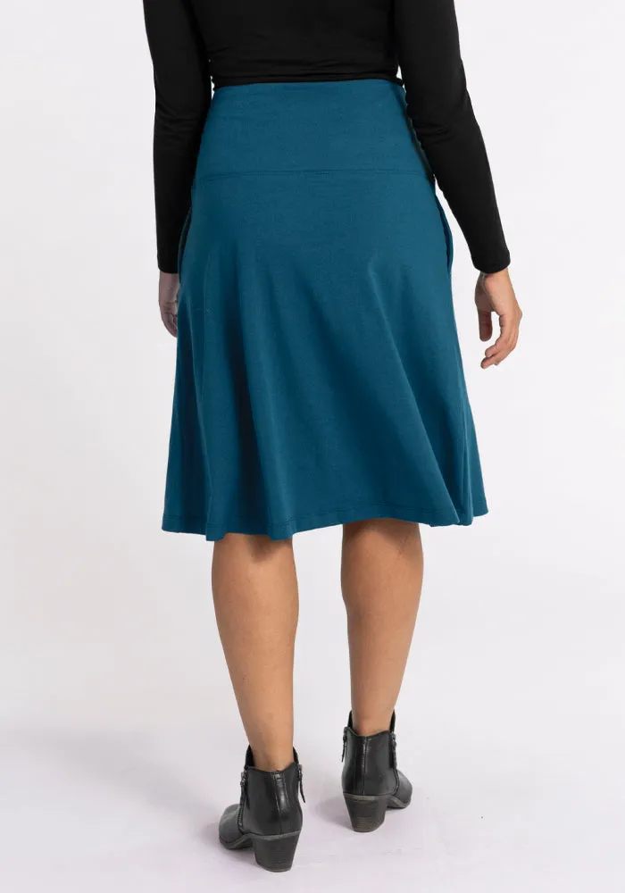 Marilyn Flowy Midi Skirt - Real Teal