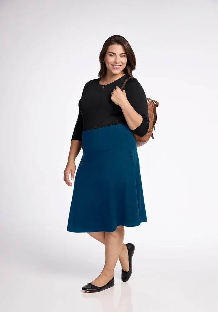 Marilyn Flowy Midi Skirt - Real Teal