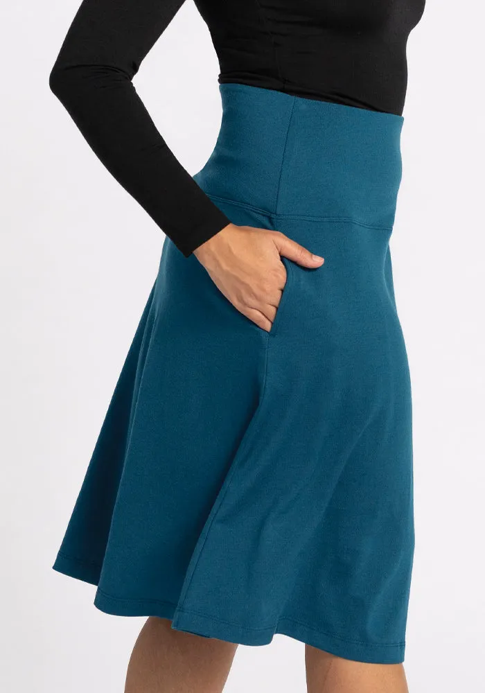 Marilyn Flowy Midi Skirt - Real Teal