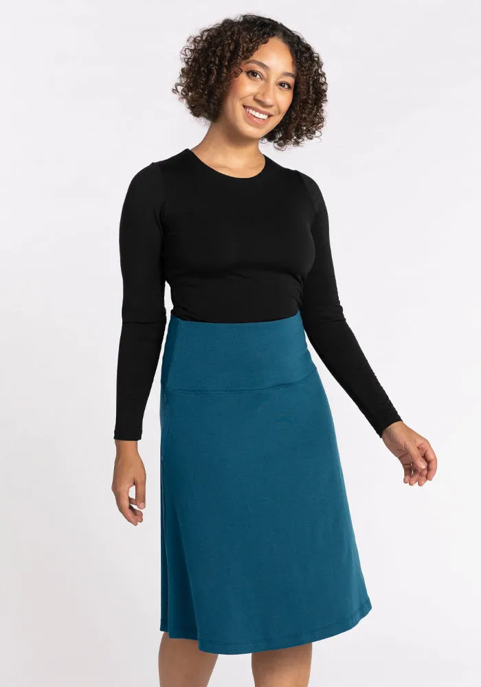 Marilyn Flowy Midi Skirt - Real Teal