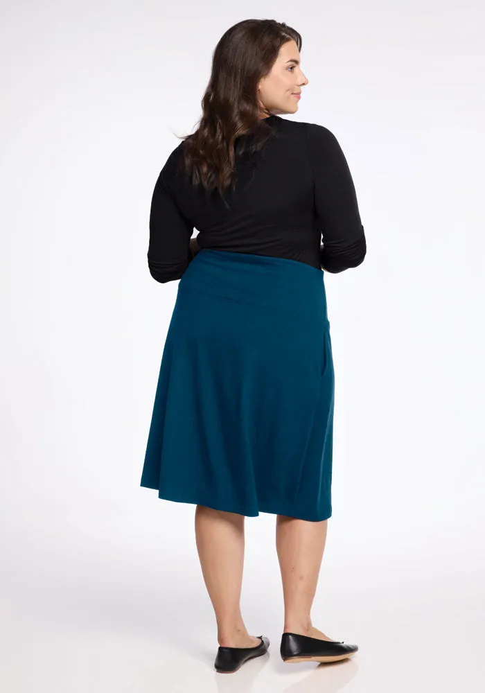 Marilyn Flowy Midi Skirt - Real Teal