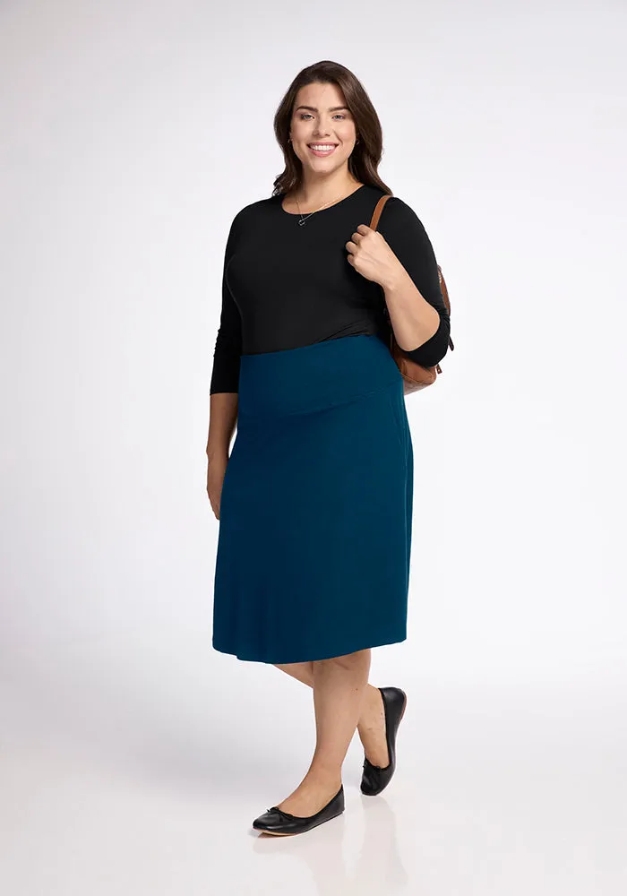 Marilyn Flowy Midi Skirt - Real Teal